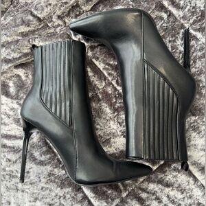 Brand - So Me, Black leather stiletto bootie, Worn once, very comfortable